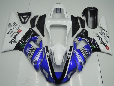 2000-2001 Yamaha YZF R1 Motorcycle Fairings - White Blue Black ENEOS Monster