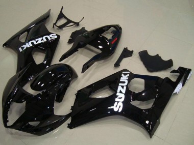 2003-2004 Suzuki GSXR 1000 Motorcycle Fairings - Glossy Black White Decal