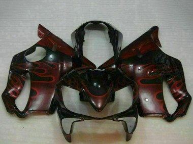2004-2007 Honda CBR600 F4i Motorcycle Fairings - Glossy Black Red Flame