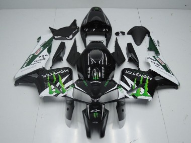 2005-2006 Honda CBR600RR Motorcycle Fairing - Glossy Black White Green Monster