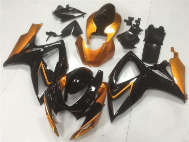 2006-2007 Suzuki GSXR 600/750 Motorcycle Fairings - Orange Glossy Black