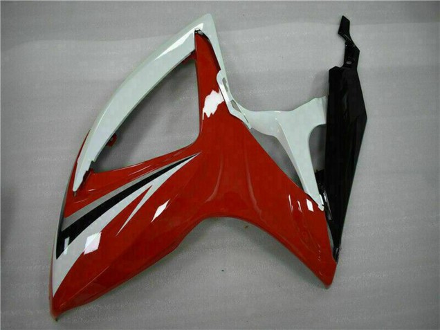2006-2007 Suzuki GSXR 600/750 Motorcycle Fairings - White Red Glossy Black Stripe