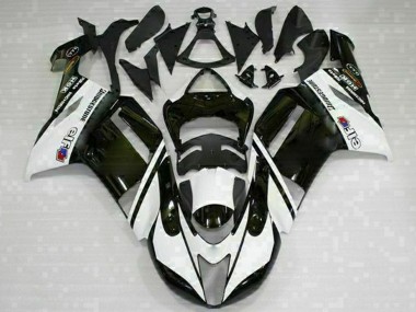 2007-2008 Kawasaki ZX6R Motorcycle Fairings - Black White