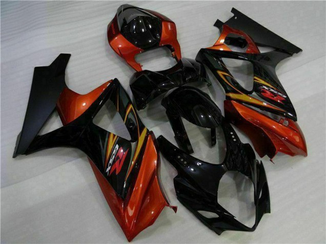2007-2008 Suzuki GSXR 1000 Motorcycle Fairings - Black Orange