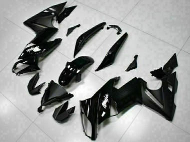 2009-2011 Kawasaki EX650 Motorcycle Fairings - Glossy Black White Decal
