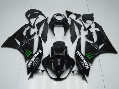 2009-2012 Kawasaki ZX6R Motorcycle Fairings - Glossy Black Green Monster