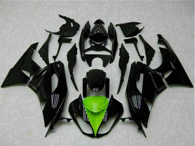2009-2012 Kawasaki ZX6R Motorcycle Fairings - Glossy Black Green