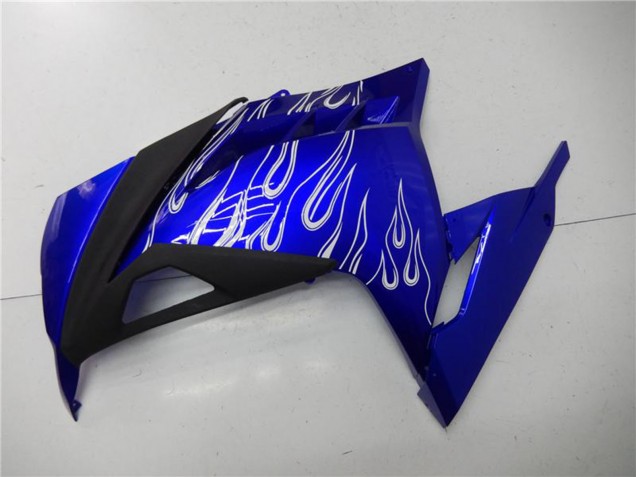 2013-2024 Kawasaki Ninja 300 EX300R Motorcycle Fairings - Blue Black White Flame