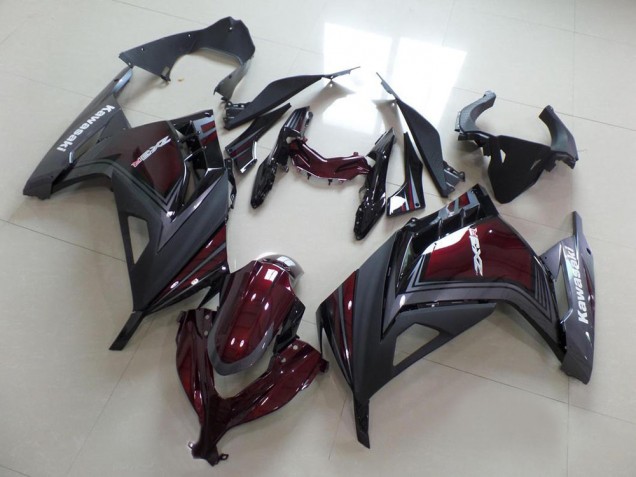 2013-2018 Kawasaki ZX300R Motorcycle Fairings - Maroon Red Matte Grey