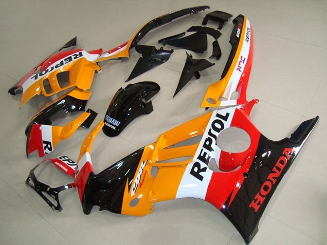 1995-1996 Honda CBR600 F3 Motorcycle Fairings - Orange White Glossy Black Repsol