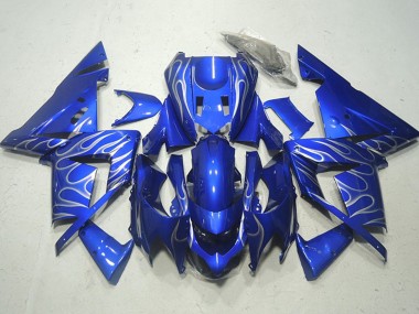 2004-2005 Kawasaki ZX10R Motorcycle Fairings - Blue White Flame