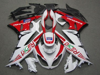 2009-2012 Kawasaki ZX6R Motorcycle Fairings - White Red Black Rapid