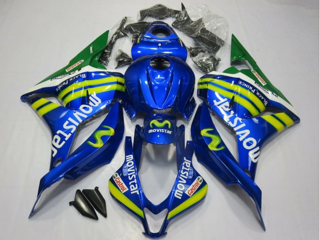 2009-2012 Honda CBR600RR Motorcycle Fairings - Blue Green MoviStar