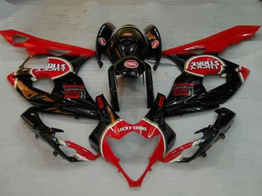 2005-2006 Suzuki GSXR 1000 Motorcycle Fairings - Glossy Black Red White Lucky Strike
