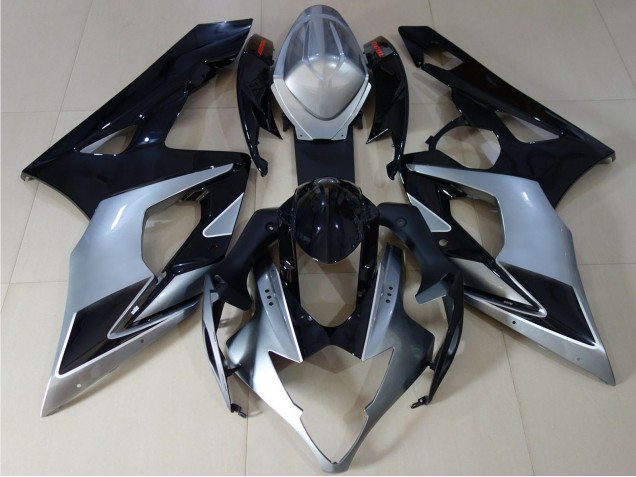2005-2006 Suzuki GSXR 1000 Motorcycle Fairings - Glossy Black Silver