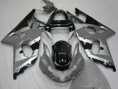 2000-2002 Suzuki GSXR 1000 Motorcycle Fairings - Grey Silver Glossy Black OEM Style