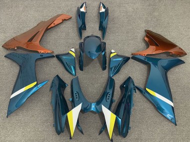 2011-2024 Suzuki GSXR 600 / GSXR 750 Motorcycle Fairings - Light Blue Orange White Yellow