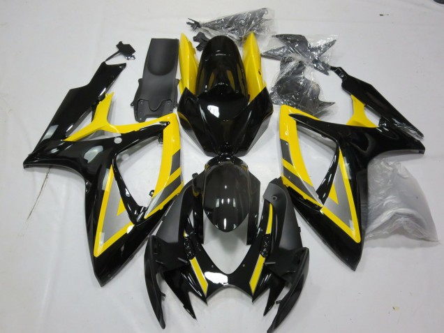 2006-2007 Suzuki GSXR 600 / GSXR 750 Motorcycle Fairings - Yellow Silver Glossy Black