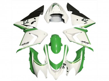 2004-2005 Kawasaki ZX10R Motorcycle Fairings - Glossy White Green