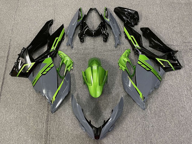2018-2024 Kawasaki Ninja 400 Motorcycle Fairings - Green Nardo Grey Glossy Black