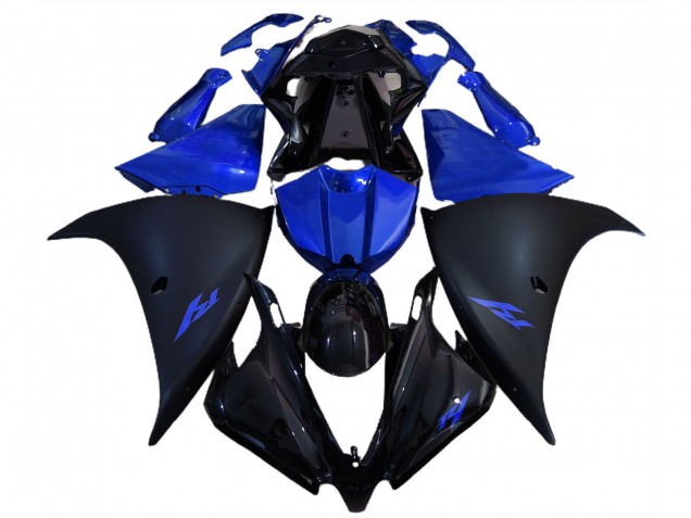 2012-2014 Yamaha R1 Motorcycle Fairings - Glossy Black Matte Black Blue