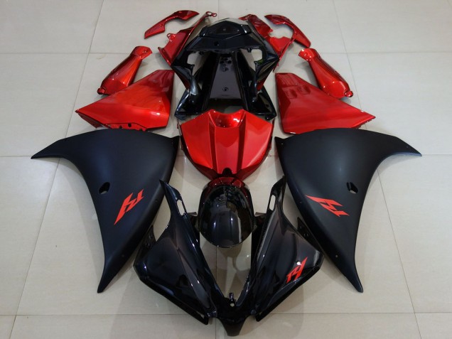 2012-2014 Yamaha R1 Motorcycle Fairing - Glossy Black Matte Black Red