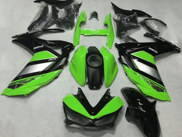 2015-2018 Yamaha R3 Motorcycle Fairings - Green Silver Glossy Black
