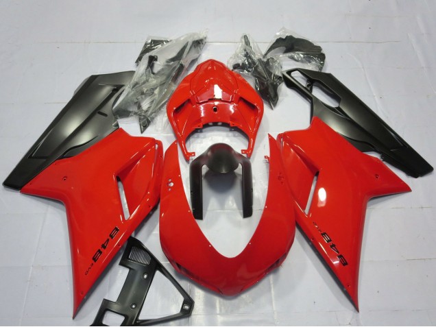 2007-2014 Ducati 848 Motorcycle Fairings - Red Matte Black