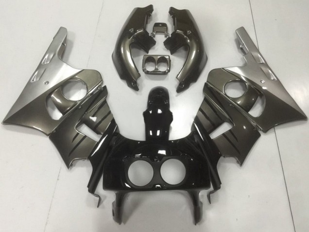 1990-1999 Honda CBR400RR NC29 Motorcycle Fairings - Silver Grey Glossy Black