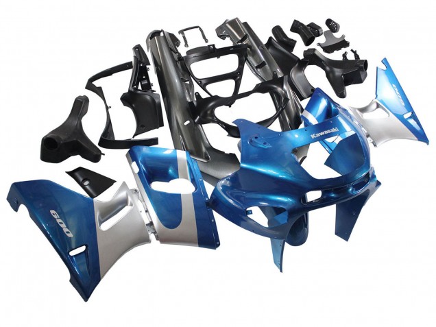 1993-2007 Kawasaki ZZR400 Motorcycle Fairings - Blue Silver Black