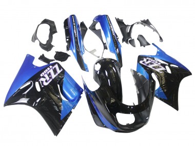 1990-1992 Kawasaki ZZR1100 Motorcycle Fairings - Blue Glossy Black