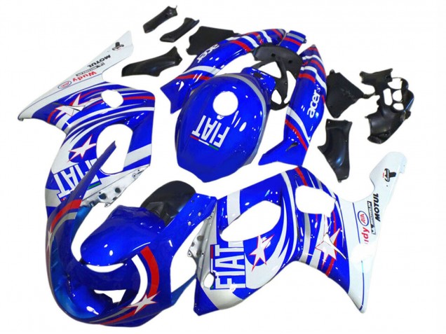 1996-2007 Yamaha YZF600R Thundercat Motorcycle Fairings - Blue White Silver Red Fiat Motul