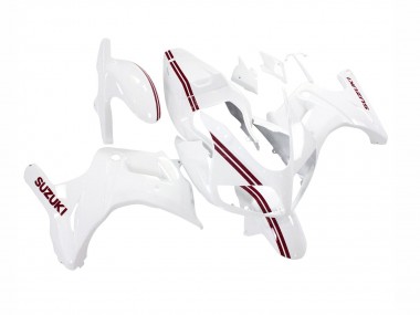 2003-2013 Suzuki SV650 Motorcycle Fairings - White with Dark Red Lines
