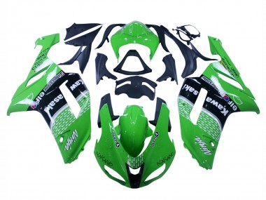 2007-2008 Kawasaki ZX6R Motorcycle Fairings - Green Black Ninja