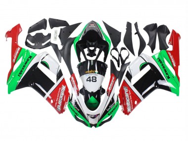 2007-2008 Kawasaki ZX6R Motorcycle Fairings - Green Red