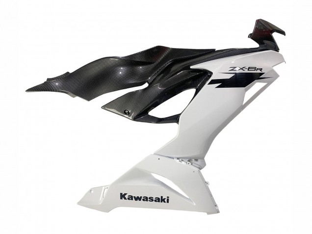 2019-2022 Kawasaki ZX6R Motorcycle Fairings - White Black Carbon Fiber