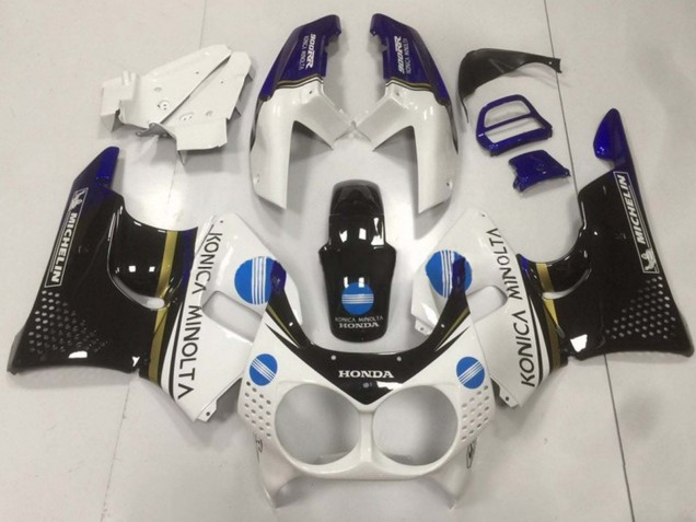 1992-1993 Honda CBR900RR 893 Motorcycle Fairings - White Blue Glossy Black Konica Minolta