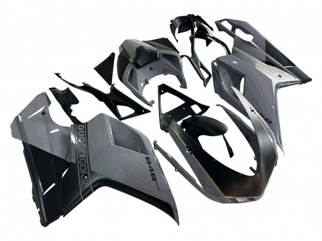 2007-2014 Ducati 848 Motorcycle Fairings - Silver Gold Matte Black