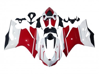 2011-2014 Ducati 1199 Motorcycle Fairings - White Red Glossy Black