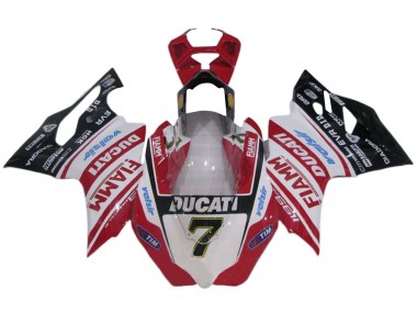 2011-2014 Ducati 1199 Motorcycle Fairings - White Red Glossy Black Fiamm Valsir 7