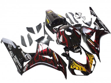 2006-2007 Honda CBR1000RR Motorcycle Fairings - Glossy Black Yellow Red Flame