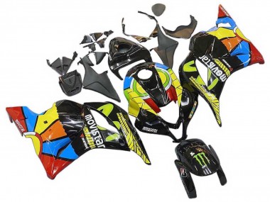 2009-2012 Honda CBR600RR Motorcycle Fairings - Black Multicolor MoviStar