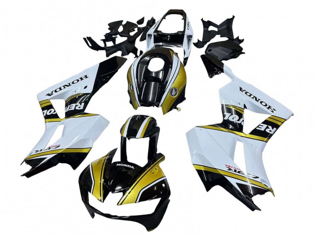 2013-2023 Honda CBR600RR Motorcycle Fairings - White Gold Glossy Black Repsol