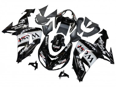 2006-2007 Kawasaki ZX10R Motorcycle Fairings - Glossy Black White West