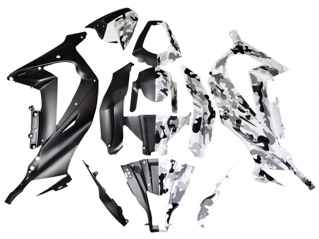 2008-2010 Kawasaki ZX10R Motorcycle Fairings - White Black Split