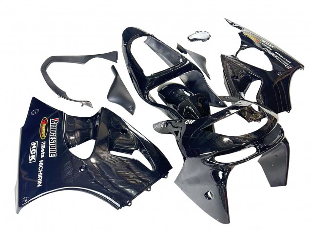 1998-1999 Kawasaki ZX6R Motorcycle Fairings - Glossy Black Yellow Elf Bridgestone