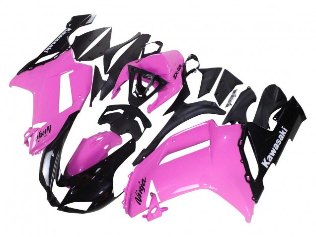 2007-2008 Kawasaki ZX6R Motorcycle Fairings - Black Pink Ninja