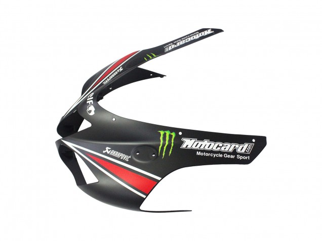 2007-2008 Kawasaki ZX6R Motorcycle Fairings - Black White Red with White Snow Decal Ninja Elf