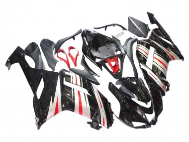2007-2008 Kawasaki ZX6R Motorcycle Fairings - Black Silver Red Ninja