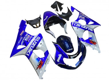 2000-2002 Suzuki GSXR1000 Motorcycle Fairings - Blue White Silver Castrol Dunlop